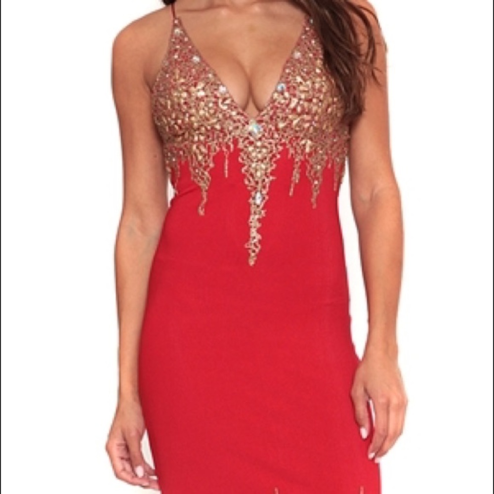Baccio Couture Gown Red Dream Hand Painted